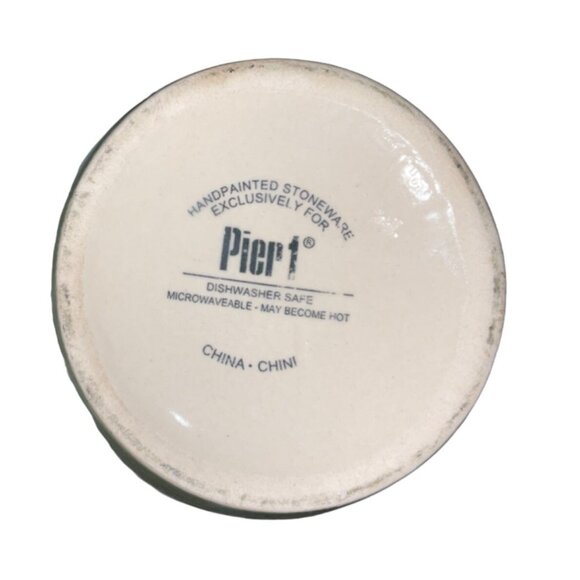 Pier 1 Coffee Mug Hand-Painted Stoneware Blue Green White - Picture 6 of 6